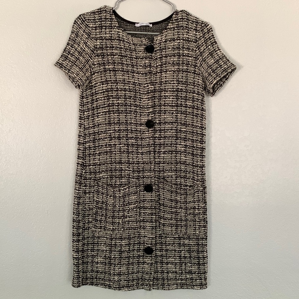Zara white/black knit dress, size small